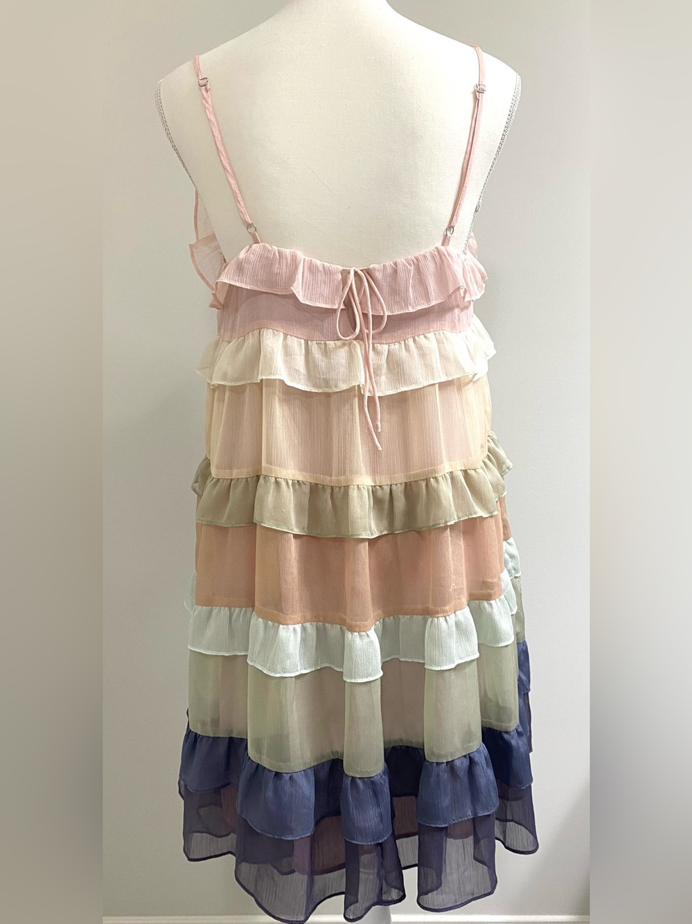 Storia Womens S Pastel Chiffon Ruffle Dress Boho Fall Fairy Cottagecore Feminine - Picture 4 of 14